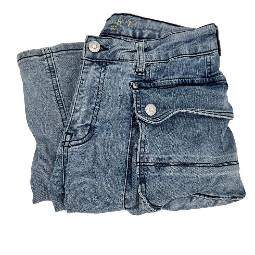 Vibrant MIU VRBT Jeans Womens 26 (29x32 ACTUAL) Flare Cargo Blue Denim Y2K Indie